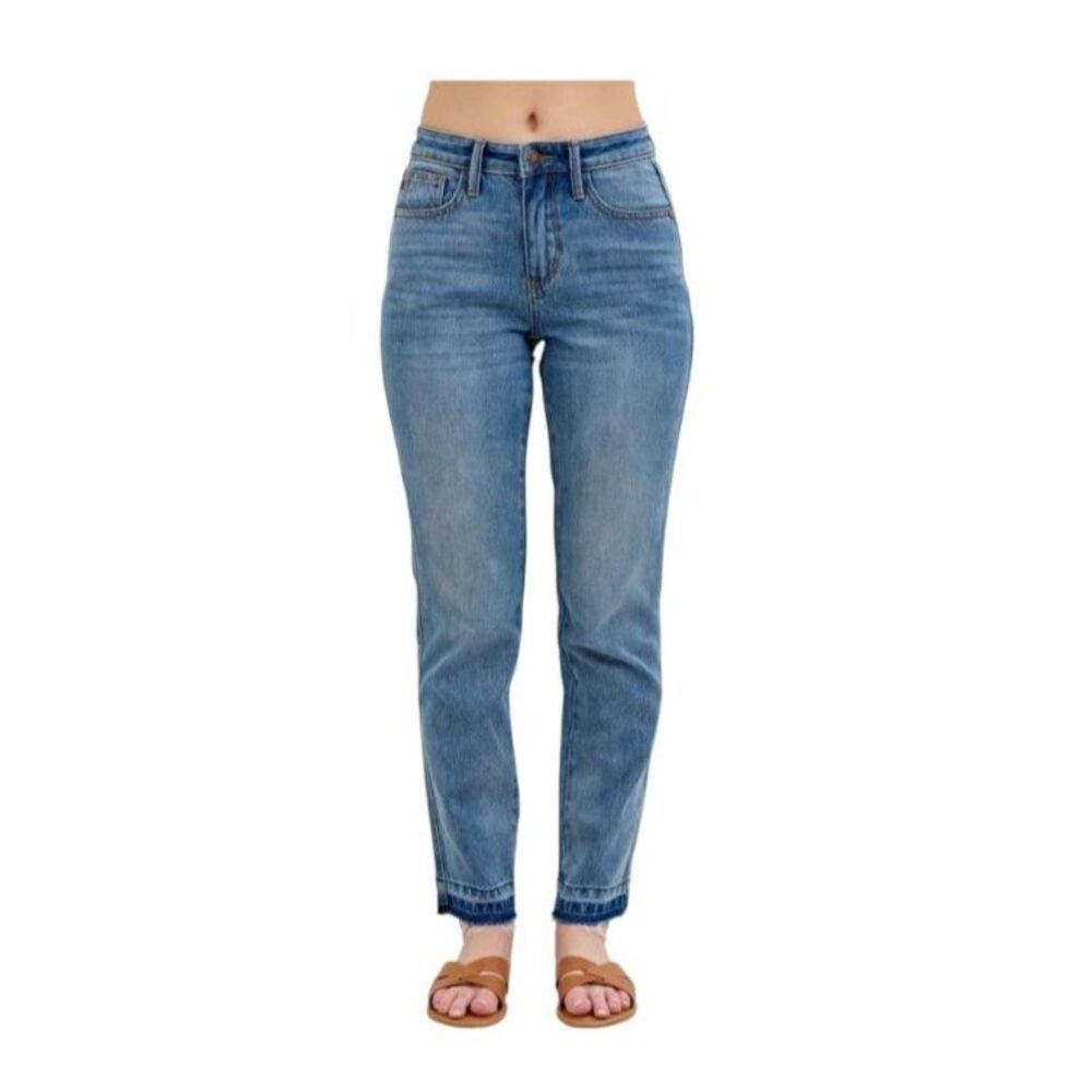 Judy Blue Mid-Rise Boyfriend Jeans Rigid Magic Release Hem Sz 14W